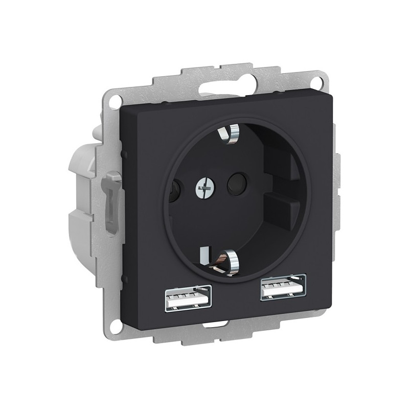 Розетка Schneider Electric AtlasDesign ATN001030 карбон