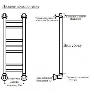 Полотенцесушитель Маргроид Вид 10 500х800 НП (1") белый матовый схема