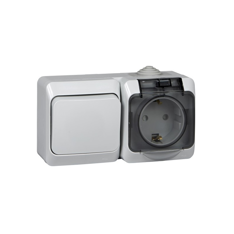 Выключатель с розеткой Schneider Electric Etude BPA16-241C серый