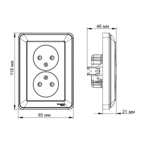 Розетка Schneider Electric W59 RS16-254-48 шампань схема