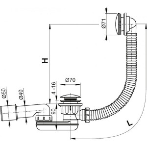 Размеры сифона Alcaplast A507CKM