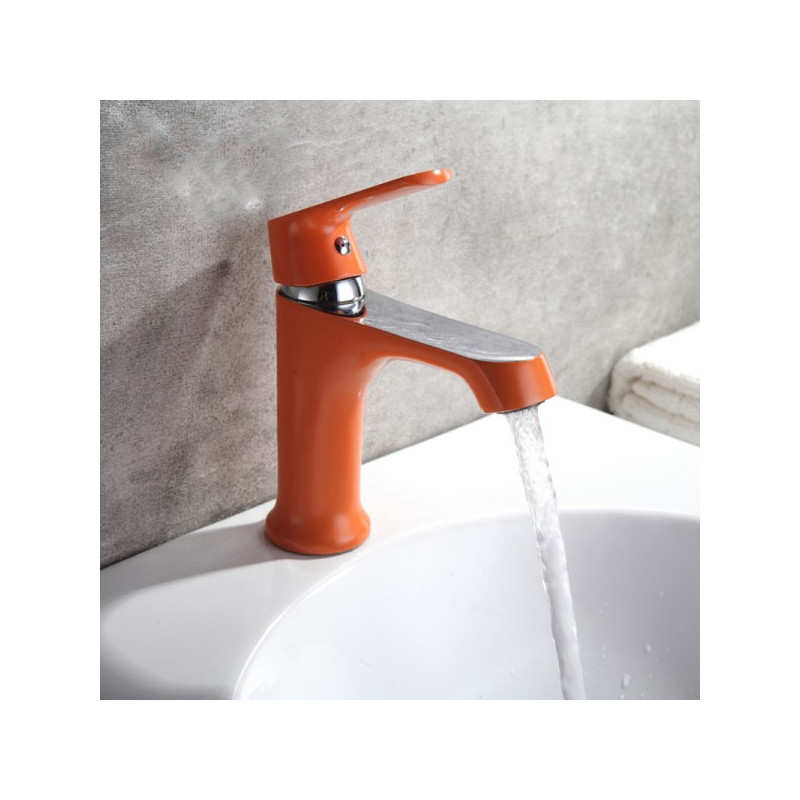 Смеситель Frap F1032 оранжевый/хром на умывальнике