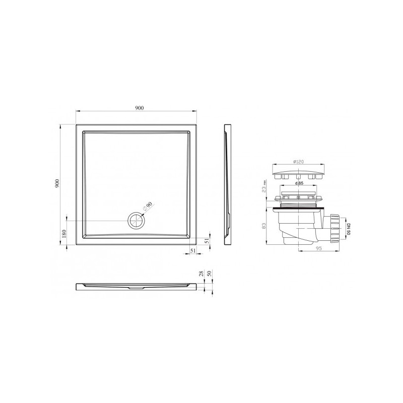 Душевой поддон Lavinia Boho One 90x90 3701490S параметры