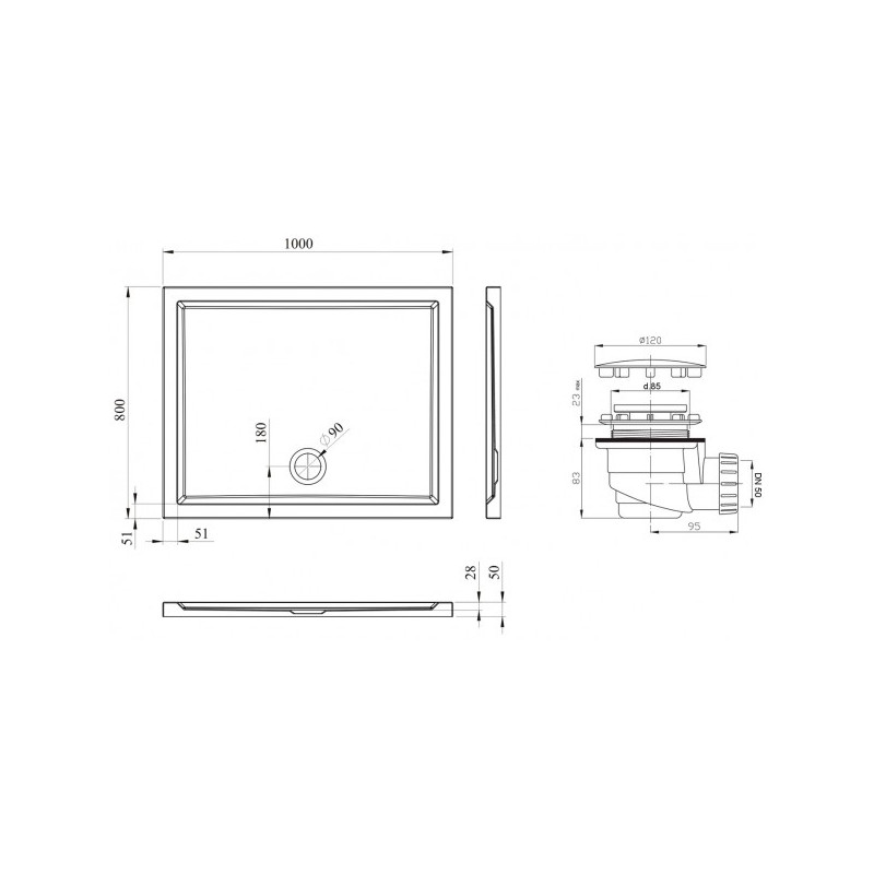 Душевой поддон Lavinia Boho One 100x80 3701510S параметры