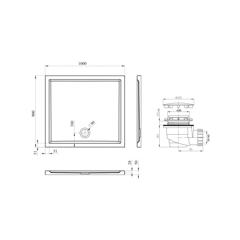 Душевой поддон Lavinia Boho One 100x90 3701610S параметры