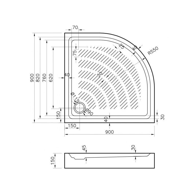 Душевой поддон Lavinia Boho Rock 90x90 37072900 параметры