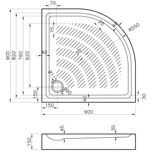 Душевой поддон Lavinia Boho Rock 90x90 37072900 параметры