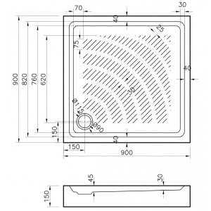 Душевой поддон Lavinia Boho Rock 90x90 37074900 параметры