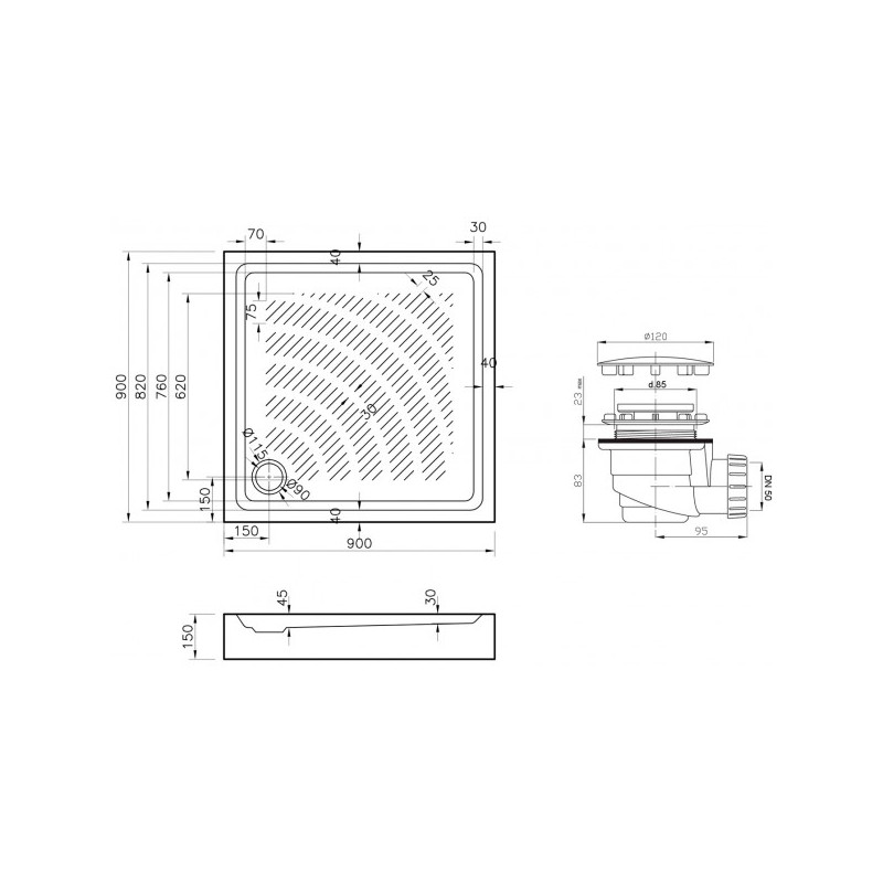 Душевой поддон Lavinia Boho Rock 90x90 3707490S параметры