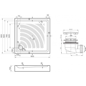 Душевой поддон Lavinia Boho Rock 90x90 3707490S параметры