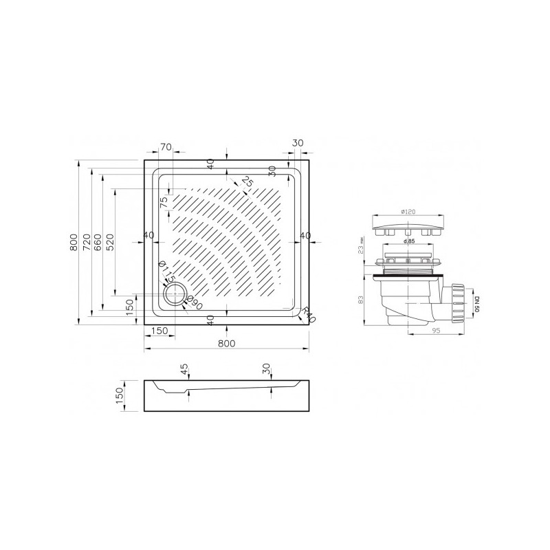 Душевой поддон Lavinia Boho Rock 80x80 3707380S параметры