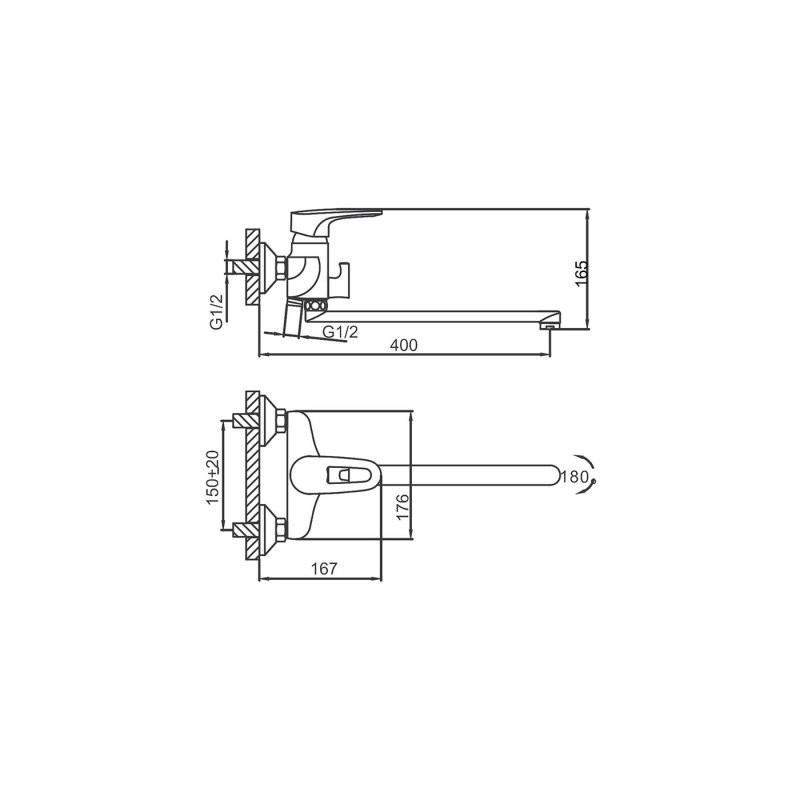 Размеры смесителя Frud R22068 хром