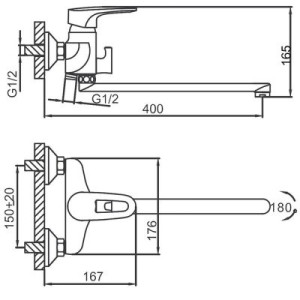 Размеры смесителя Frud R22068 хром
