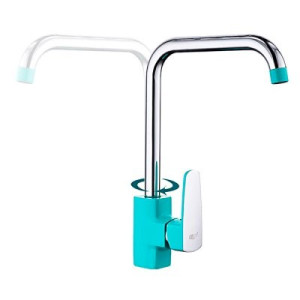 Смеситель с поворотным изливом Frud R40303 бирюзовый/хром