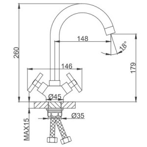 Размеры смесителя Frud R40602 хром