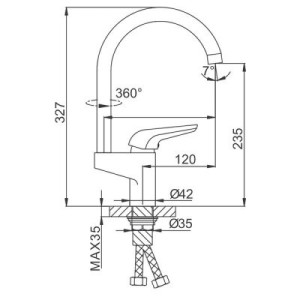 Размеры смесителя Frud R41102 хром