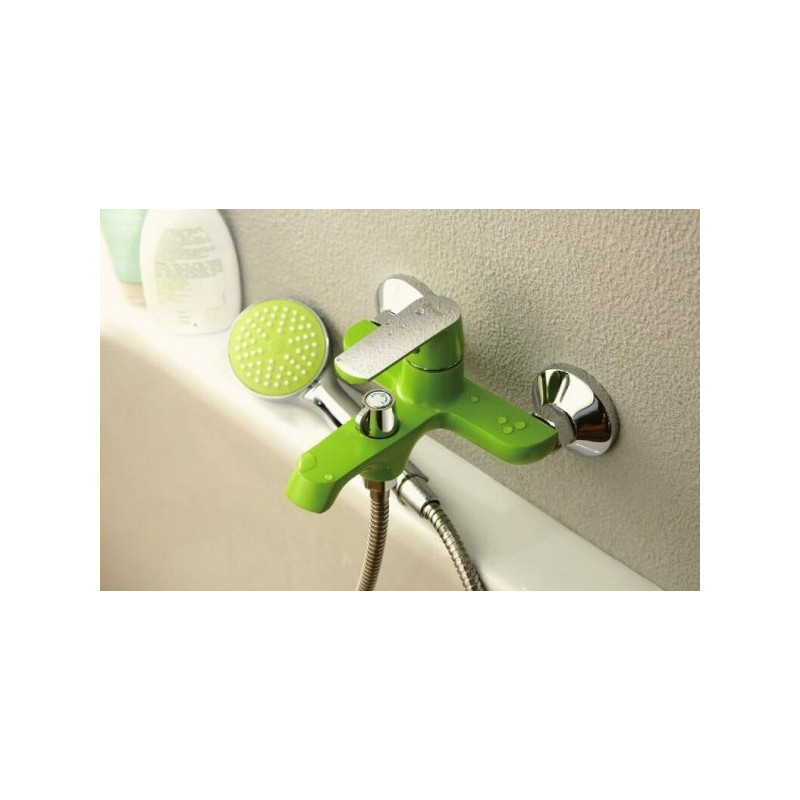 Смеситель Frap F3233 зеленый/хром на стене