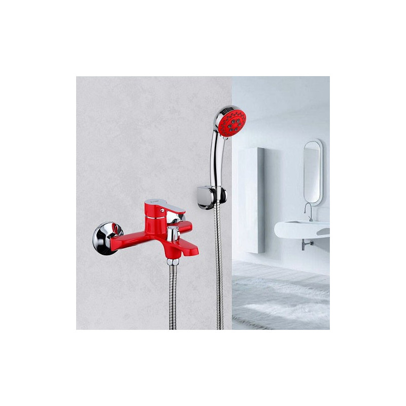 Смеситель Frap F3243 красный/хром на стене