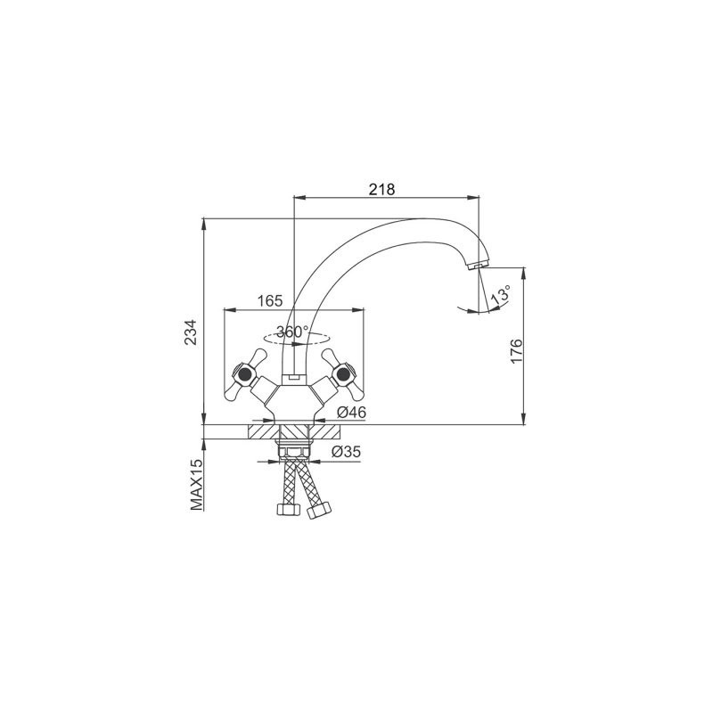 Размеры смесителя Frud R42332 белый