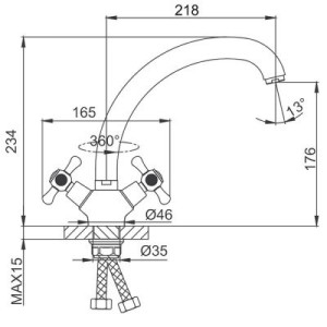 Размеры смесителя Frud R42332 белый