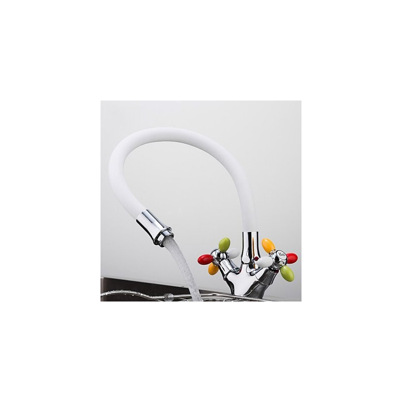 Смеситель с гибким изливом Frud R44127-8 хром/белый/разноцветный