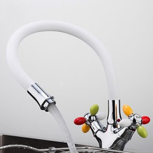 Смеситель с гибким изливом Frud R44127-8 хром/белый/разноцветный