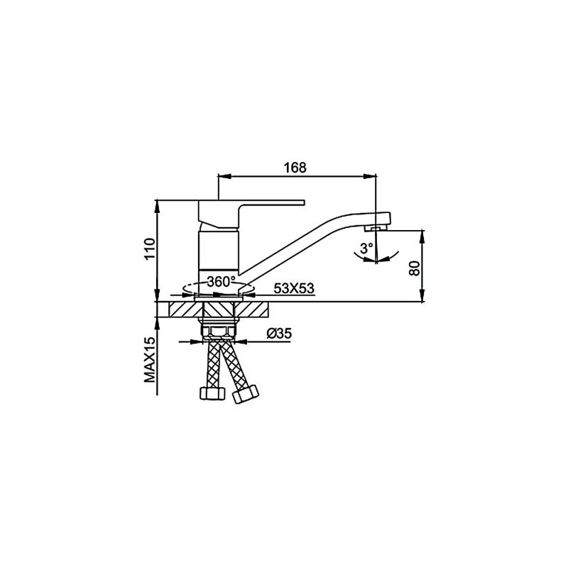 Размеры смесителя Frud R45303 бирюзовый/хром