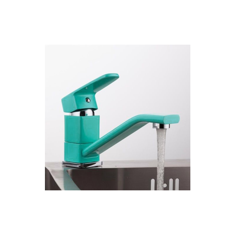 Смеситель Frud R45303 бирюзовый/хром в интерьере