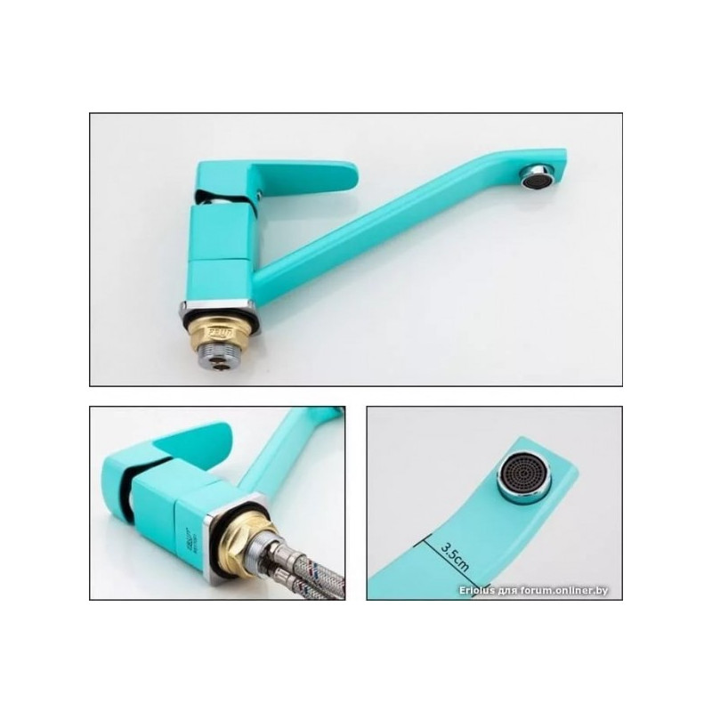 Крепление и рычаг смесителя Frud R49303 хром/бирюзовый