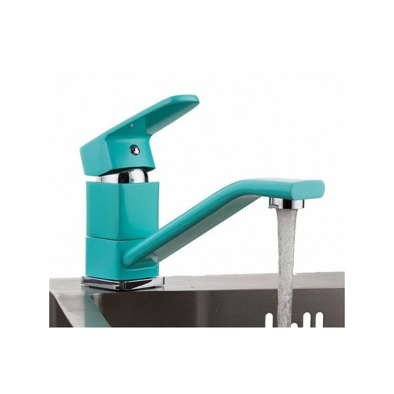 Смеситель на кухонной мойке Frud R49303 хром/бирюзовый