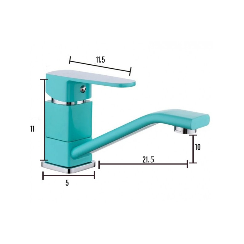 Размеры смесителя Frud R49303 хром/бирюзовый