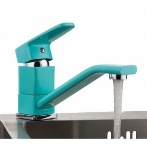 Смеситель на кухонной мойке Frud R49303 хром/бирюзовый