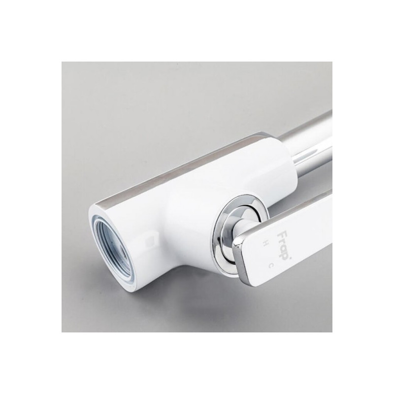 Смеситель Frap F4058 белый/хром рычаг