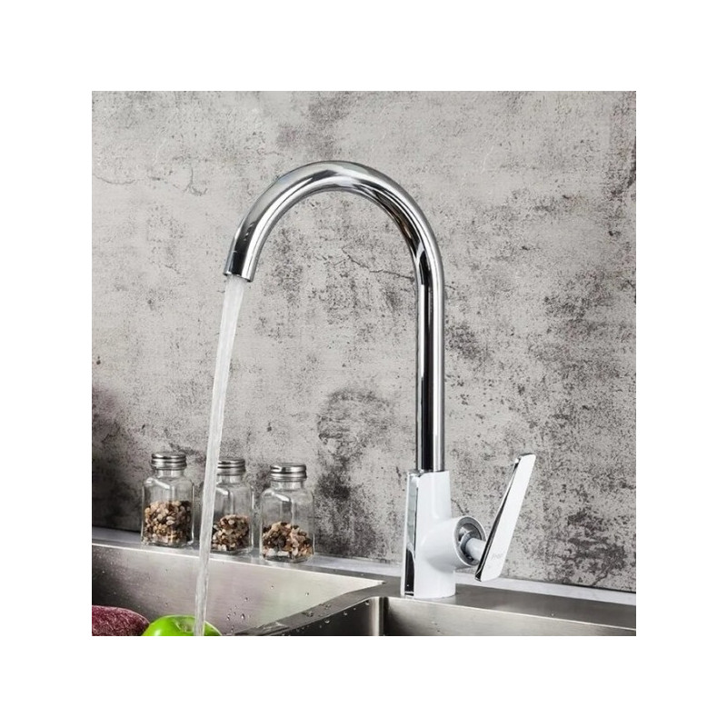 Смеситель Frap F4058 белый/хром на мойке