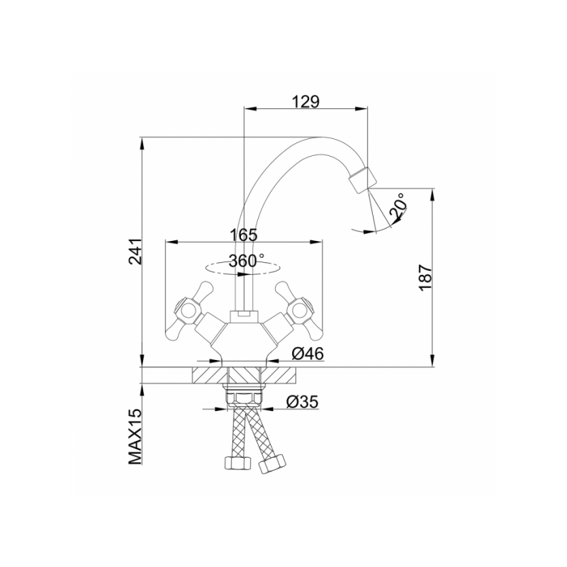 Смеситель Frap F41732-В хром схема
