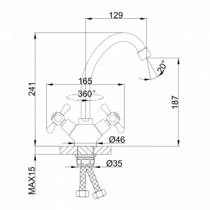 Смеситель Frap F41732-В хром схема
