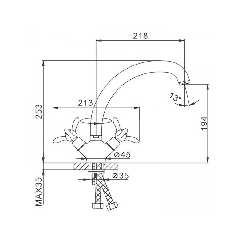 Смеситель Frap F4212 хром схема