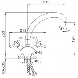 Смеситель Frap F4212 хром схема