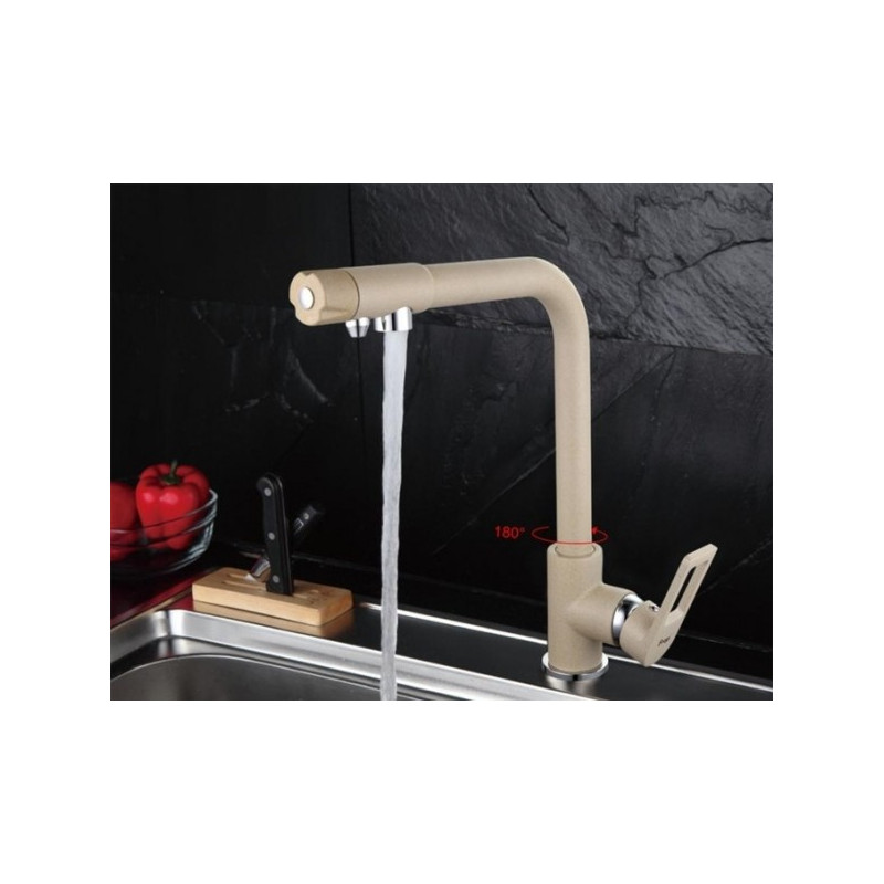 Смеситель Frap F4372-20 бежевый на мойке