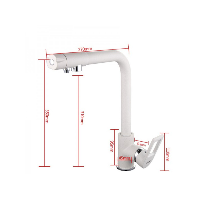 Смеситель Frap F4372-8 белый размеры