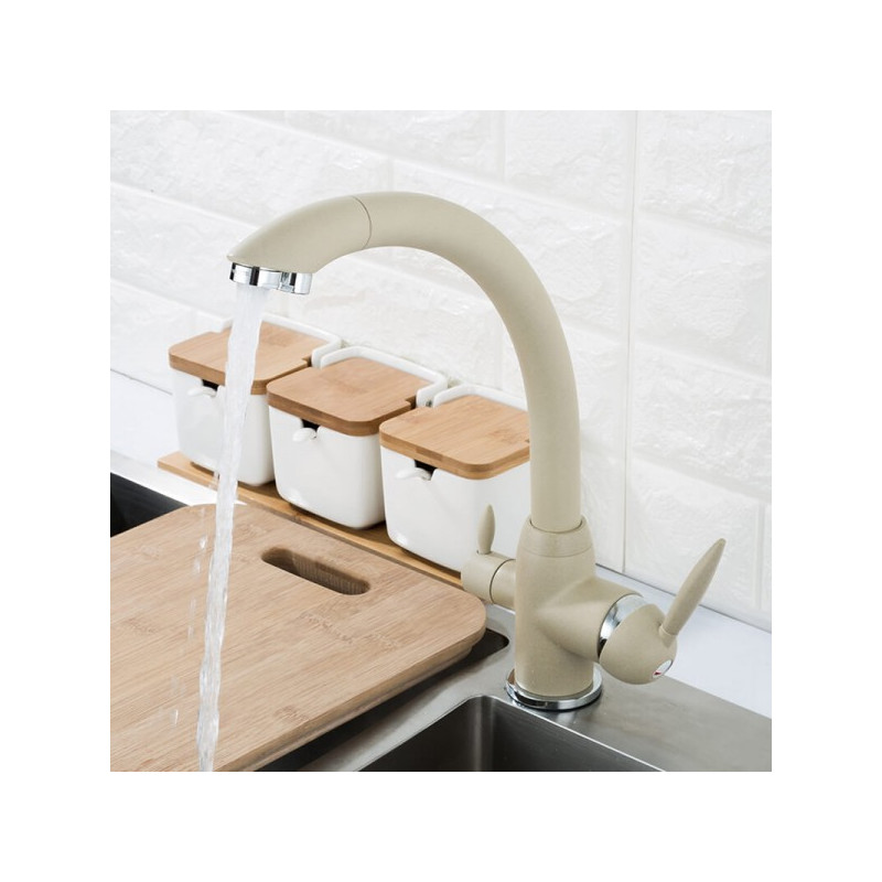 Смеситель Frap F4399-20 бежевый на мойке