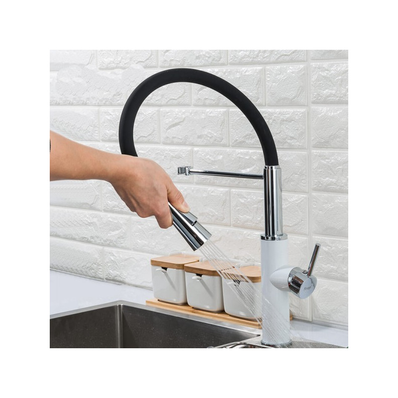 Смеситель Frap F4452-8 черный/белый излив