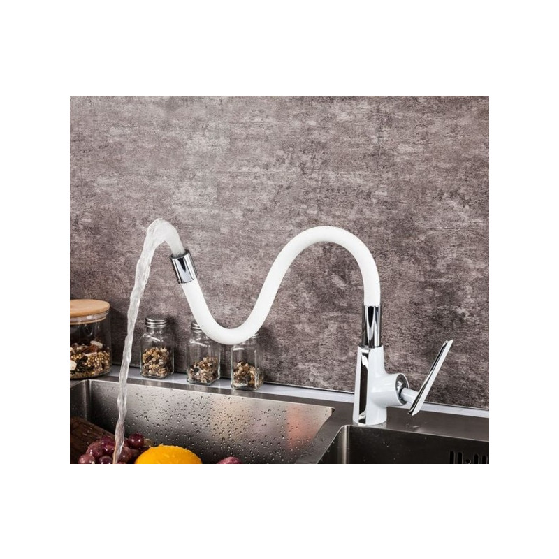 Смеситель Frap F4458 белый/хром гибкий