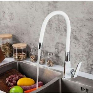 Смеситель Frap F4458 белый/хром на мойке