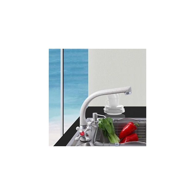 Смеситель Frap F5408-8 белый на мойке