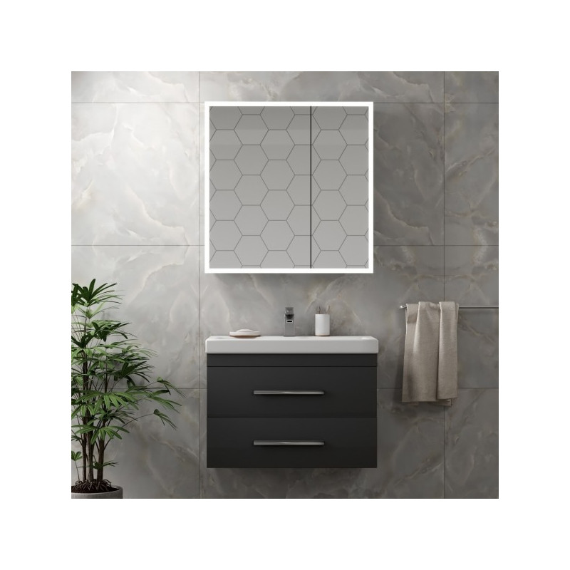 Шкаф с зеркалом Континент Reflex LED 80х80 в интерьере