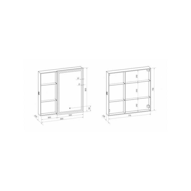 Шкаф с зеркалом Континент Aperio R схема