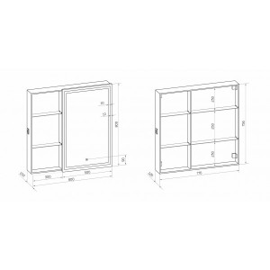 Шкаф с зеркалом Континент Aperio R схема