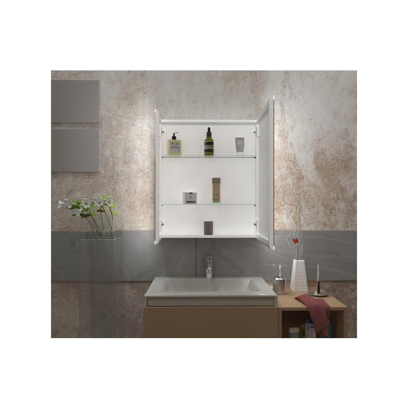 Шкаф с зеркалом Континент Emotion Led 70x80 вид внутри