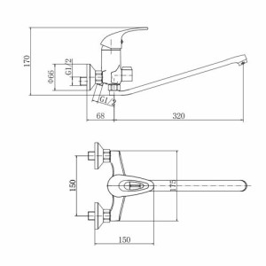 Смеситель Fashun A2203 хром размеры